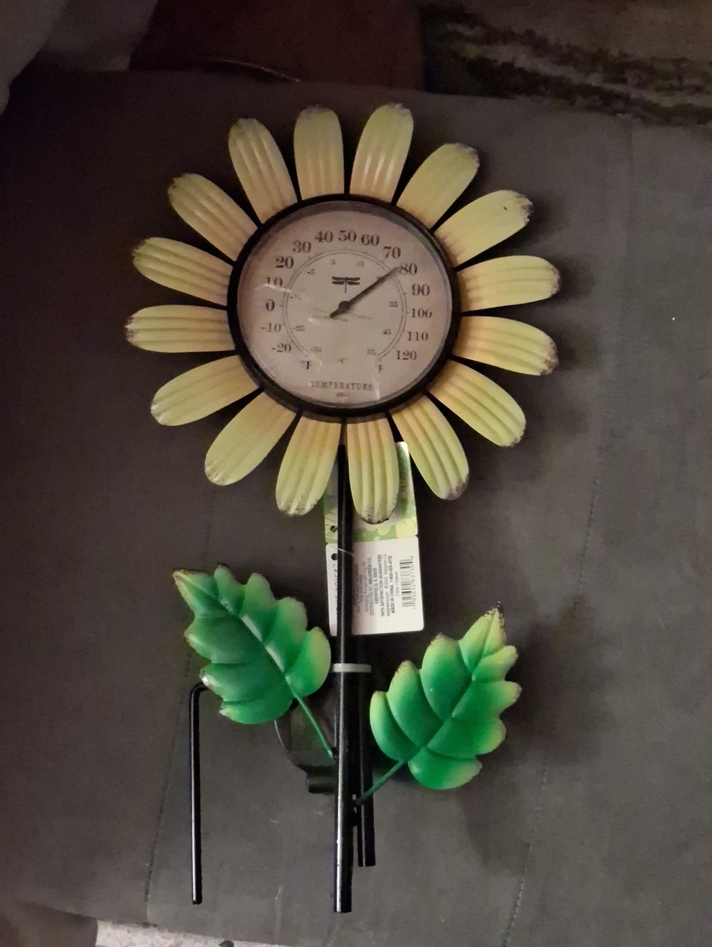 Sunflower Garden Thermometer Decor in Yellow and Green